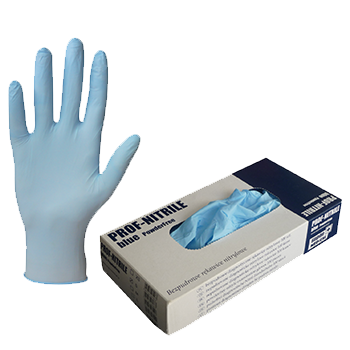 Bezpudrowe jednorazowe rękawiczki PROF-NITRILE BLUE POWDERFREE